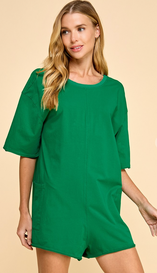 Molly V-Back Romper Kelly Green