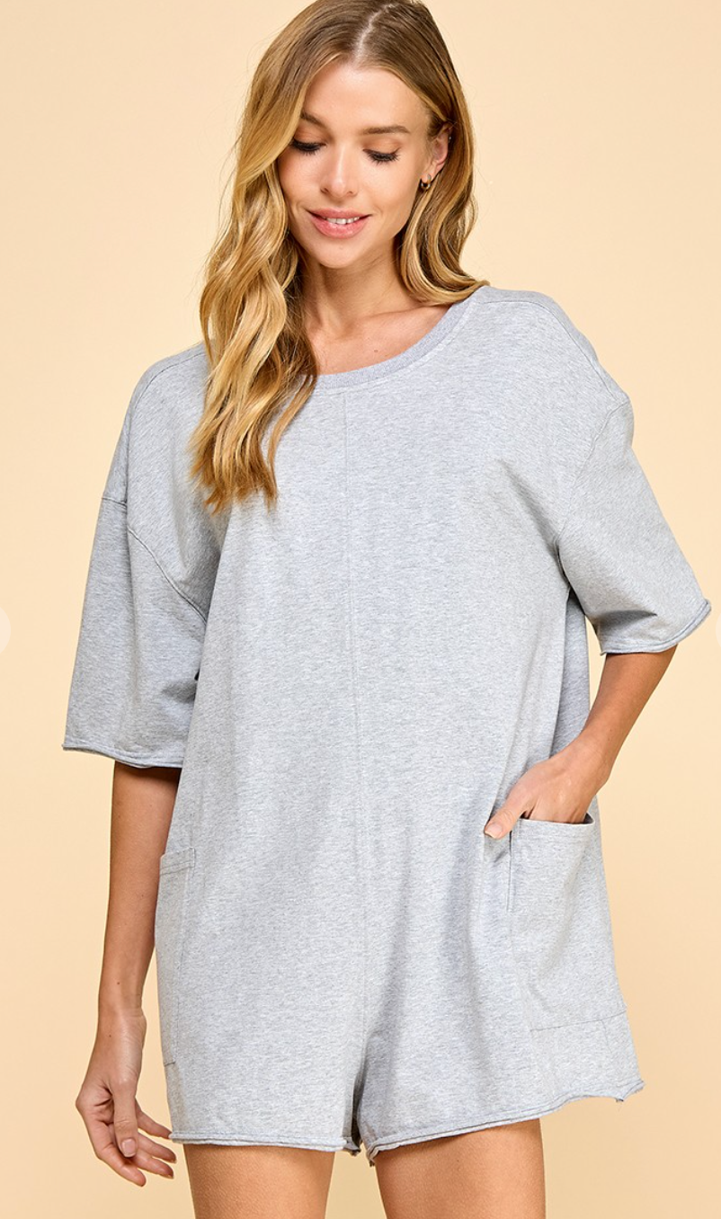 Molly V-Back Romper Heather Grey