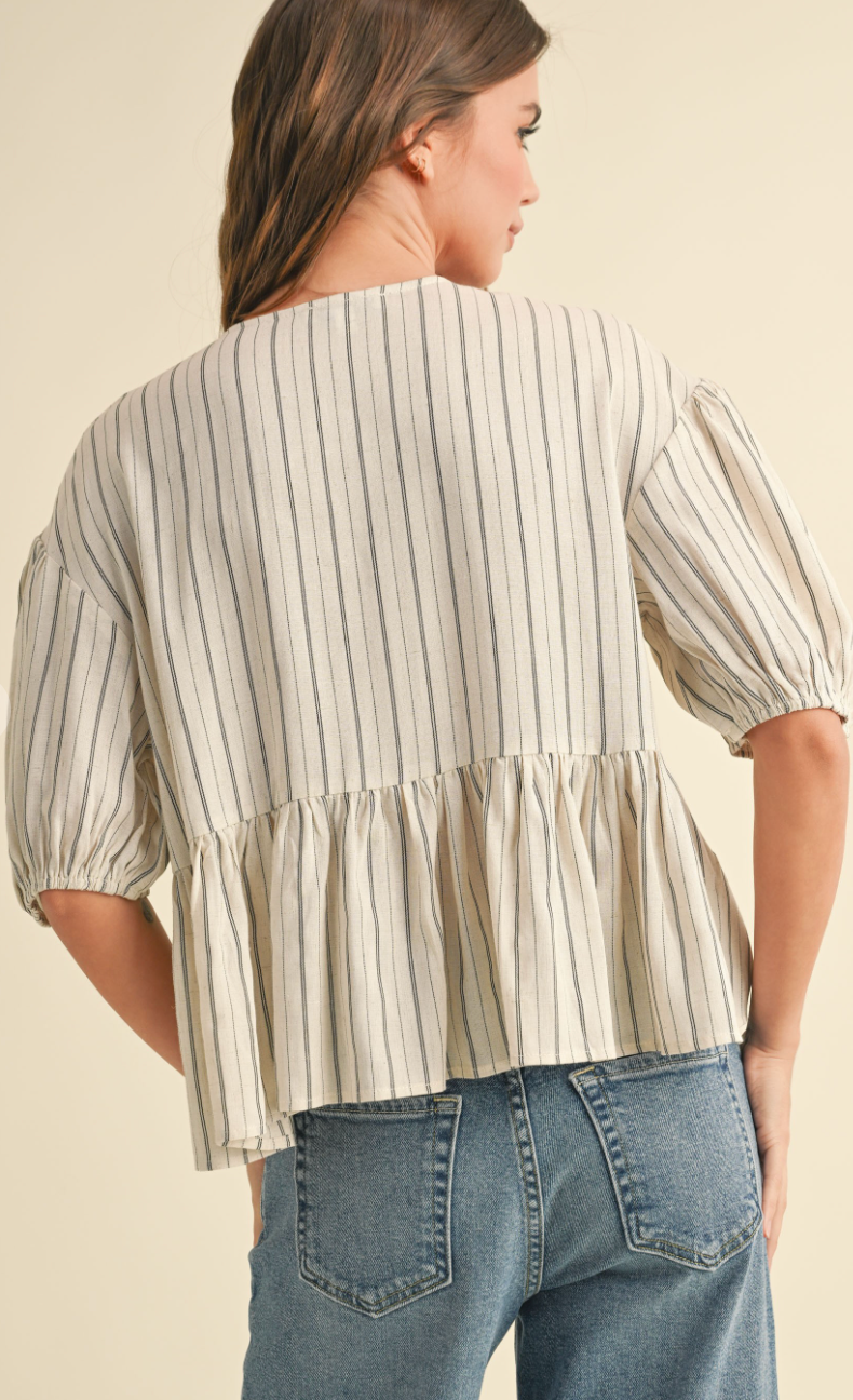 Pinstripe Tie Blouse