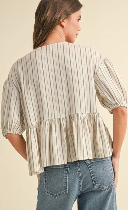 Pinstripe Tie Blouse