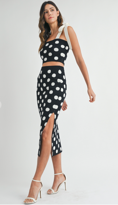 Polka Dot Knit Midi Skirt + Top Set of 2