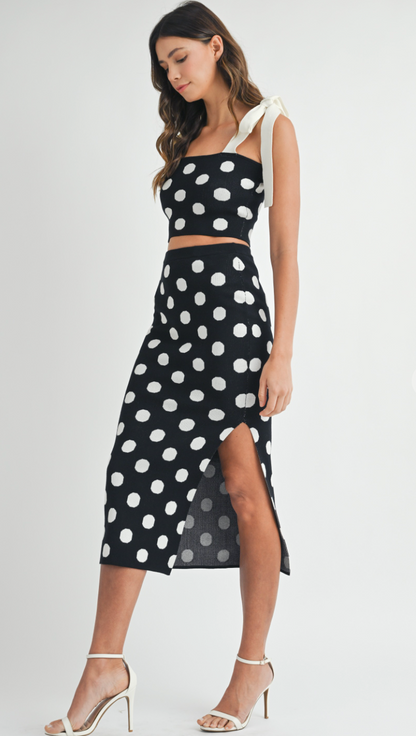 Polka Dot Knit Midi Skirt + Top Set of 2