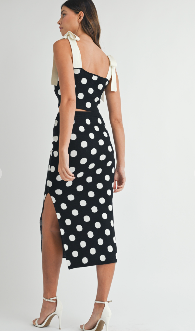 Polka Dot Knit Midi Skirt + Top Set of 2