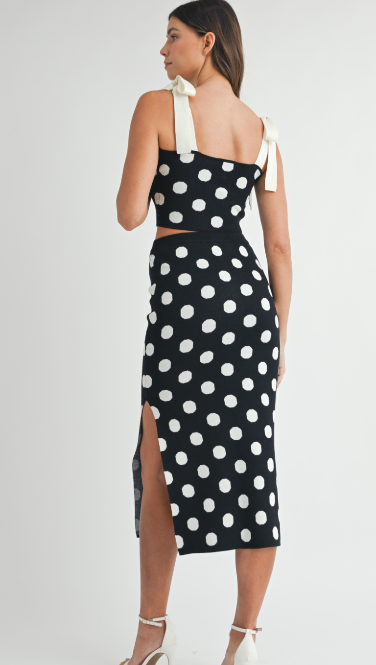 Polka Dot Knit Midi Skirt + Top Set of 2