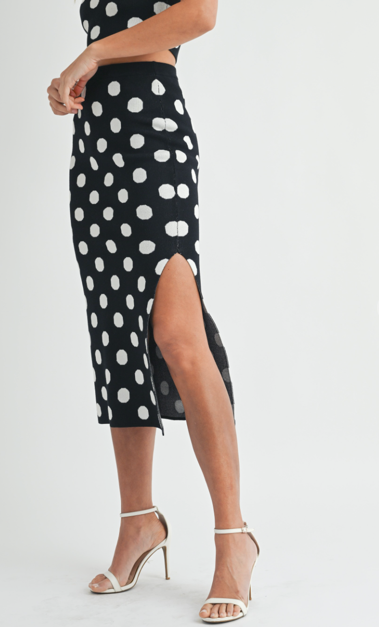 Polka Dot Knit Midi Skirt + Top Set of 2