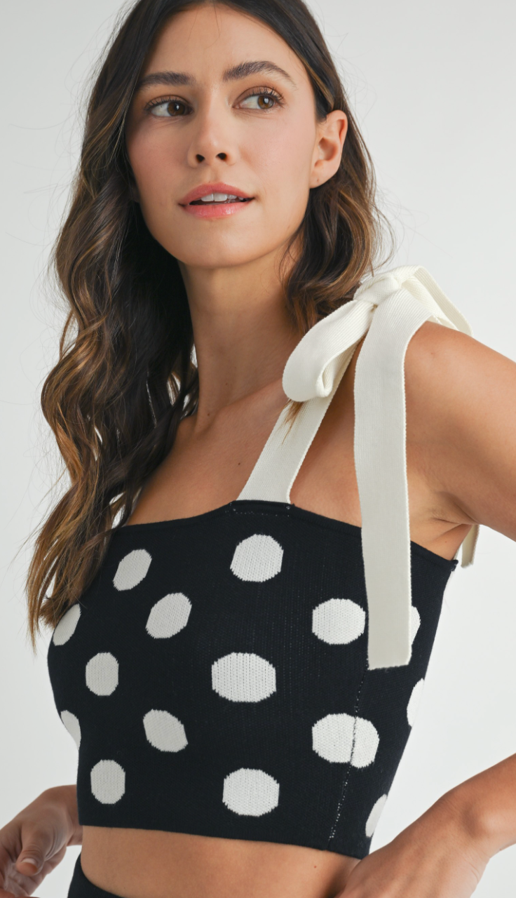 Polka Dot Knit Midi Skirt + Top Set of 2