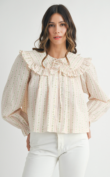 Peter Pan Floral Blouse Pink