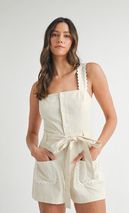 RicRac Trim Button Down Romper