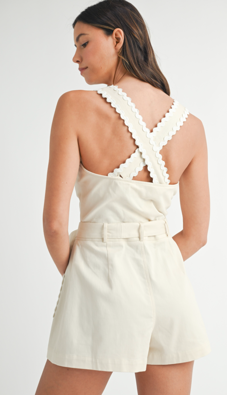 RicRac Trim Button Down Romper