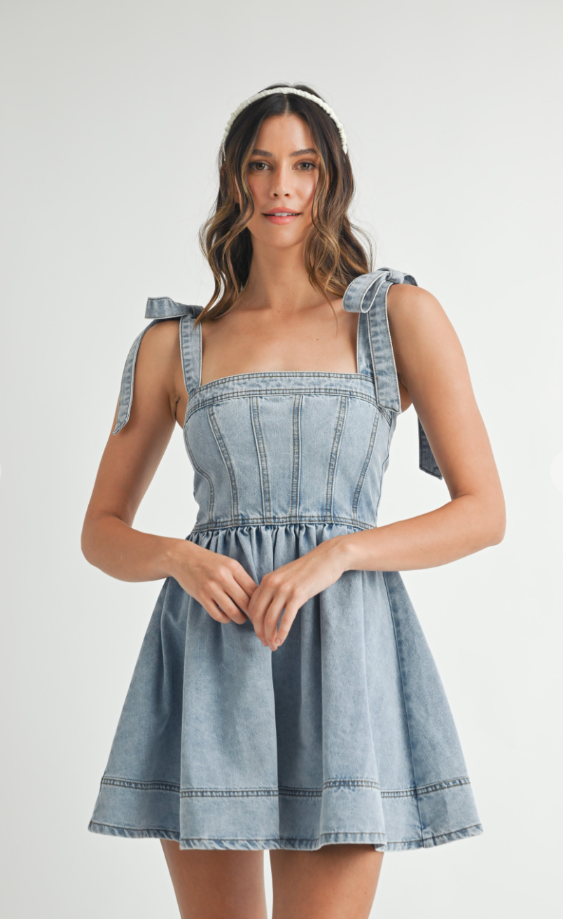 Kayla Tie Strap Denim Dress