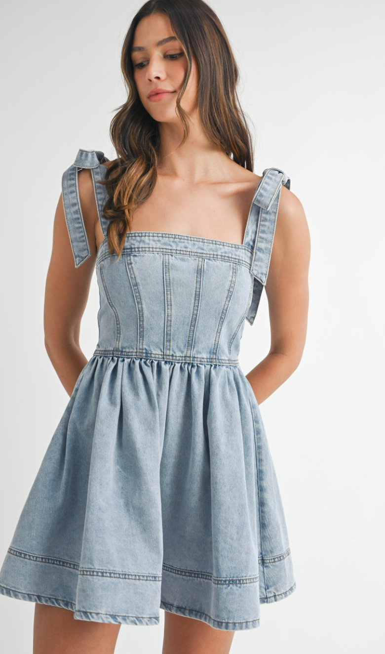 Kayla Tie Strap Denim Dress