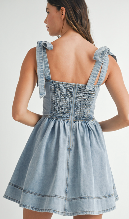 Kayla Tie Strap Denim Dress