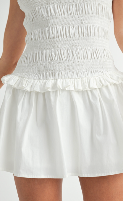 Smocked Waist Dress White