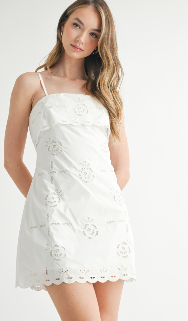 Celeine Embroidered White Dress