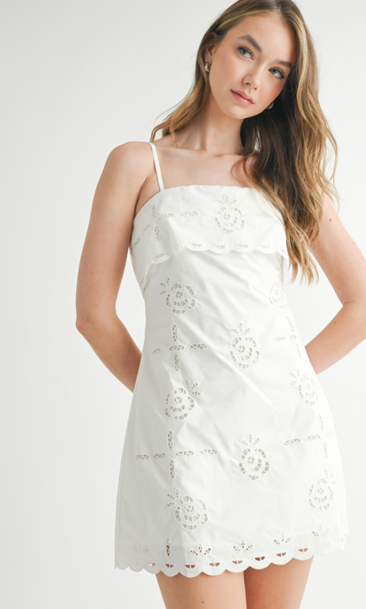 Celeine Embroidered White Dress