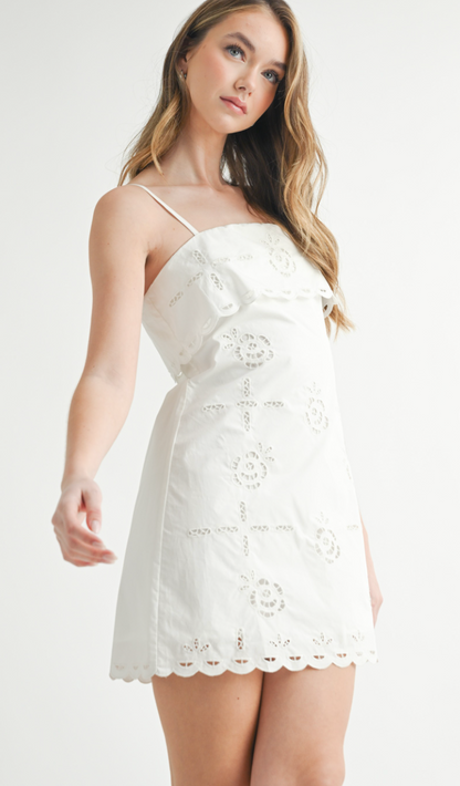 Celeine Embroidered White Dress