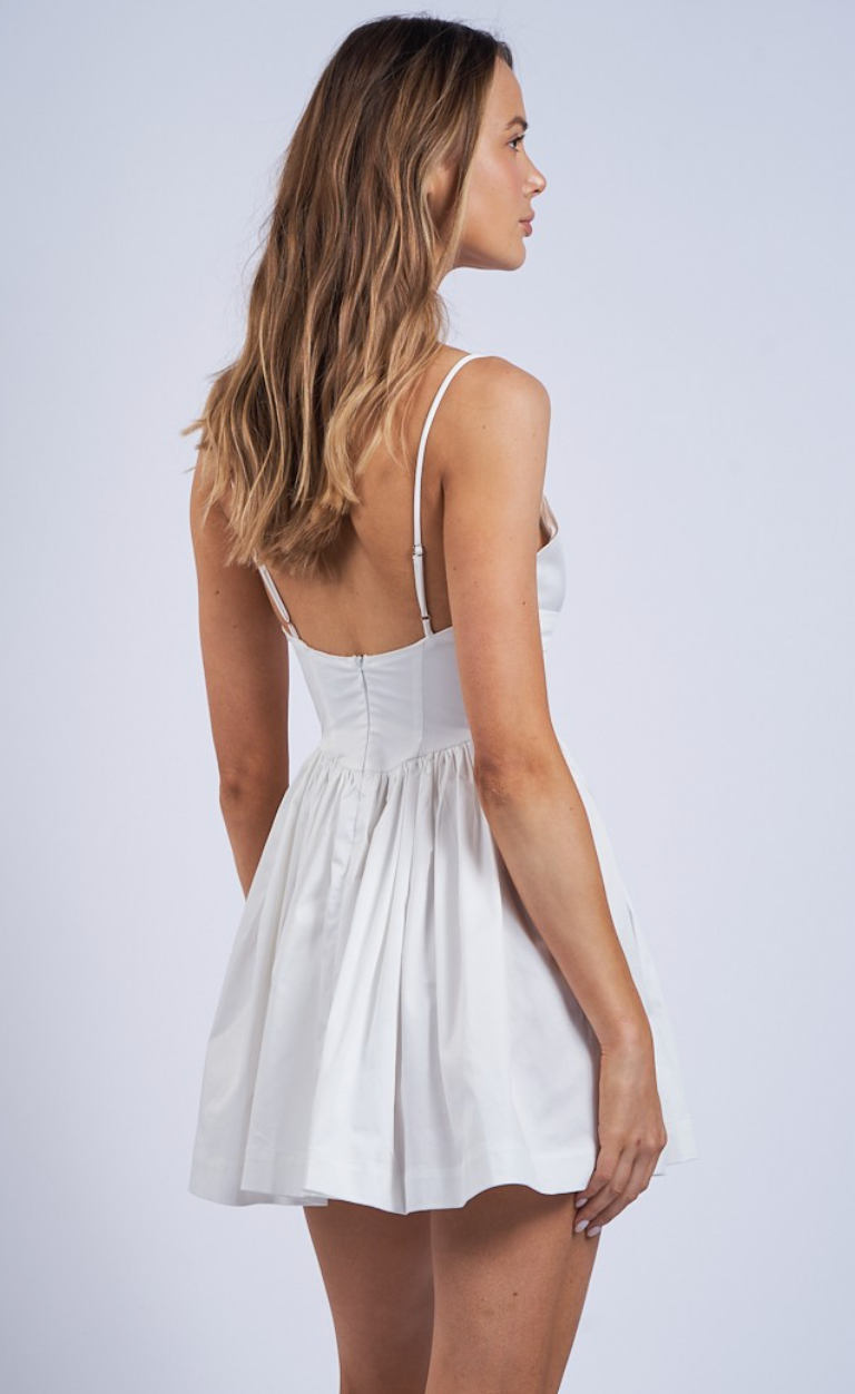 Piper White Open Back Dress