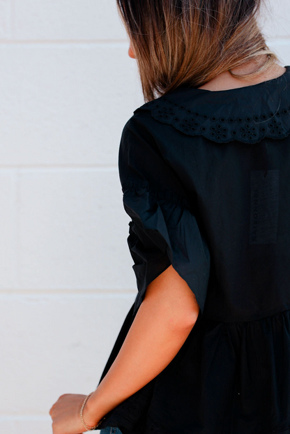 Airy Collared Blouse Black