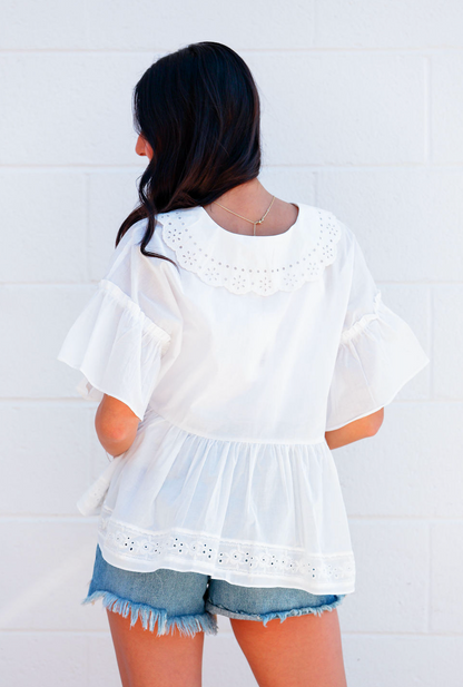 Airy Collared Blouse White