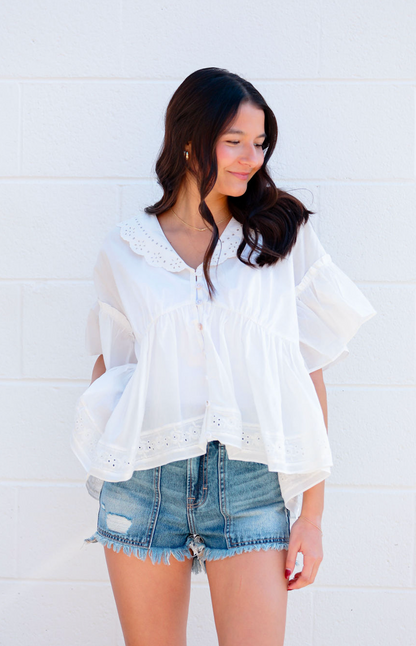 Airy Collared Blouse White