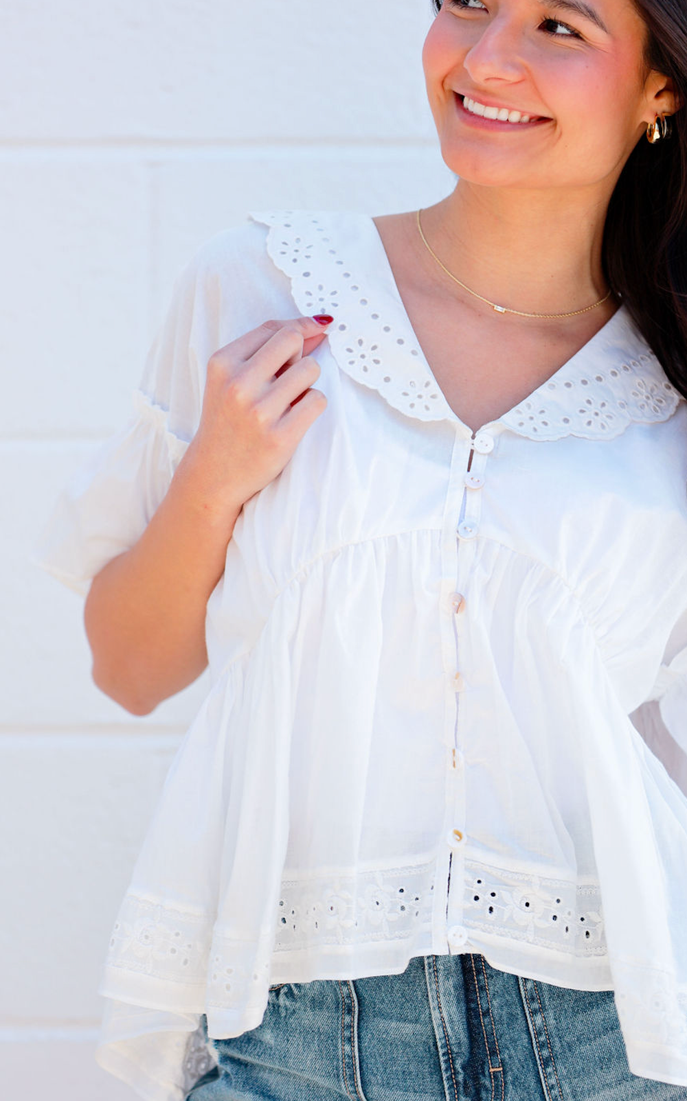 Airy Collared Blouse White