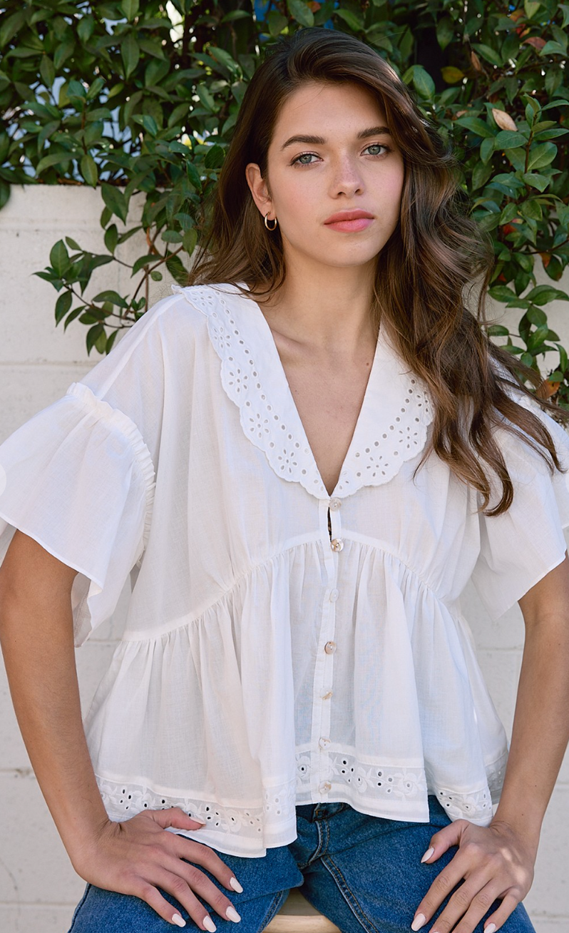 Airy Collared Blouse White