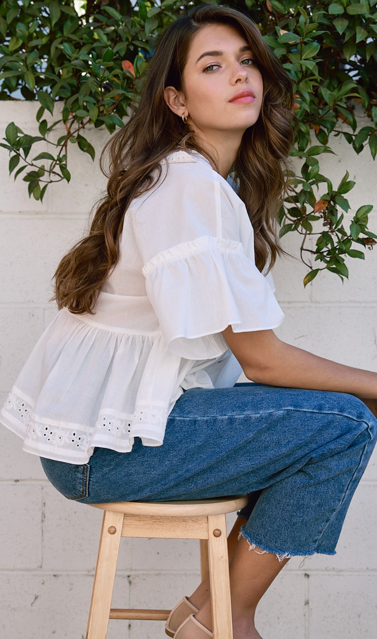 Airy Collared Blouse White