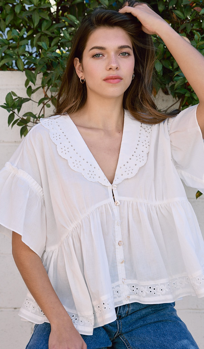 Airy Collared Blouse White