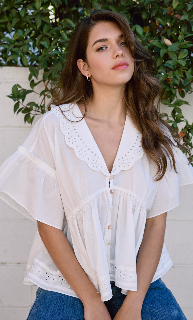 Airy Collared Blouse White