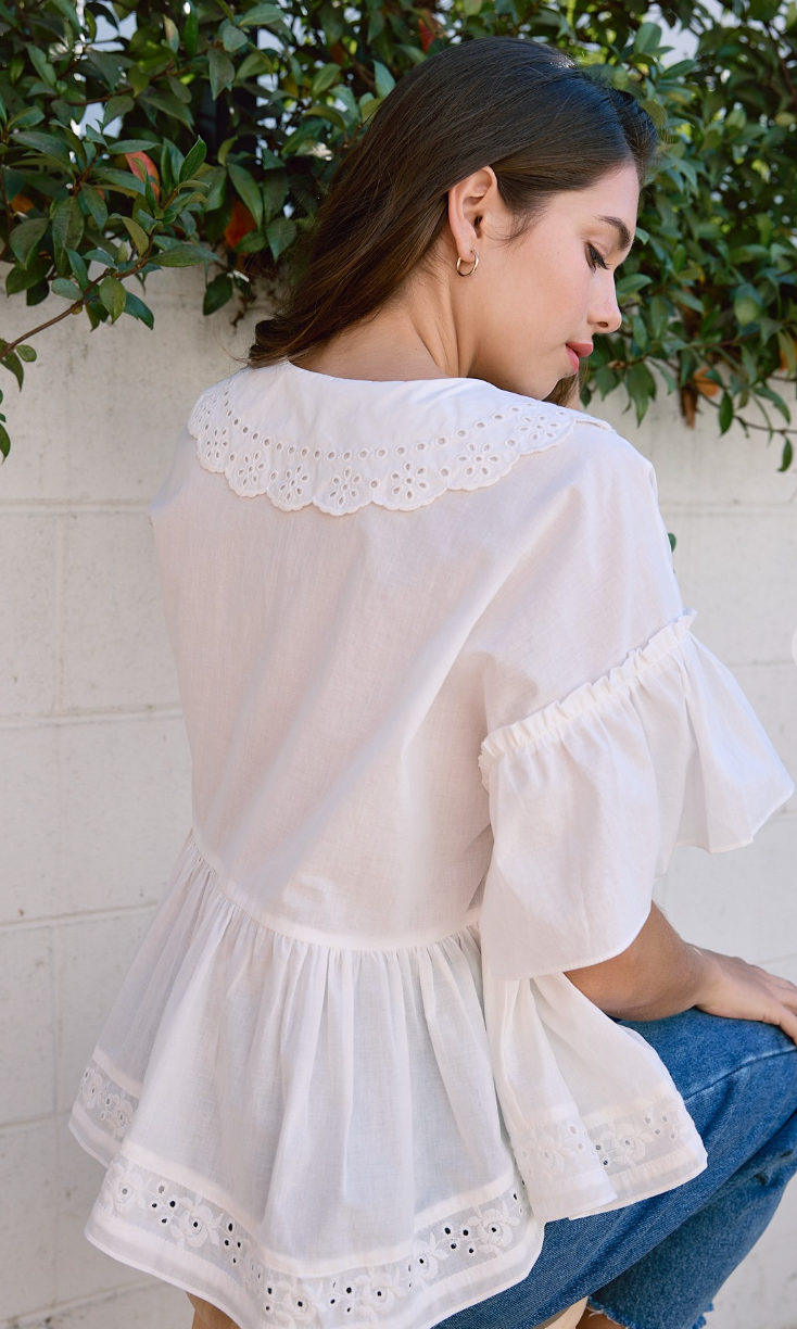 Airy Collared Blouse White