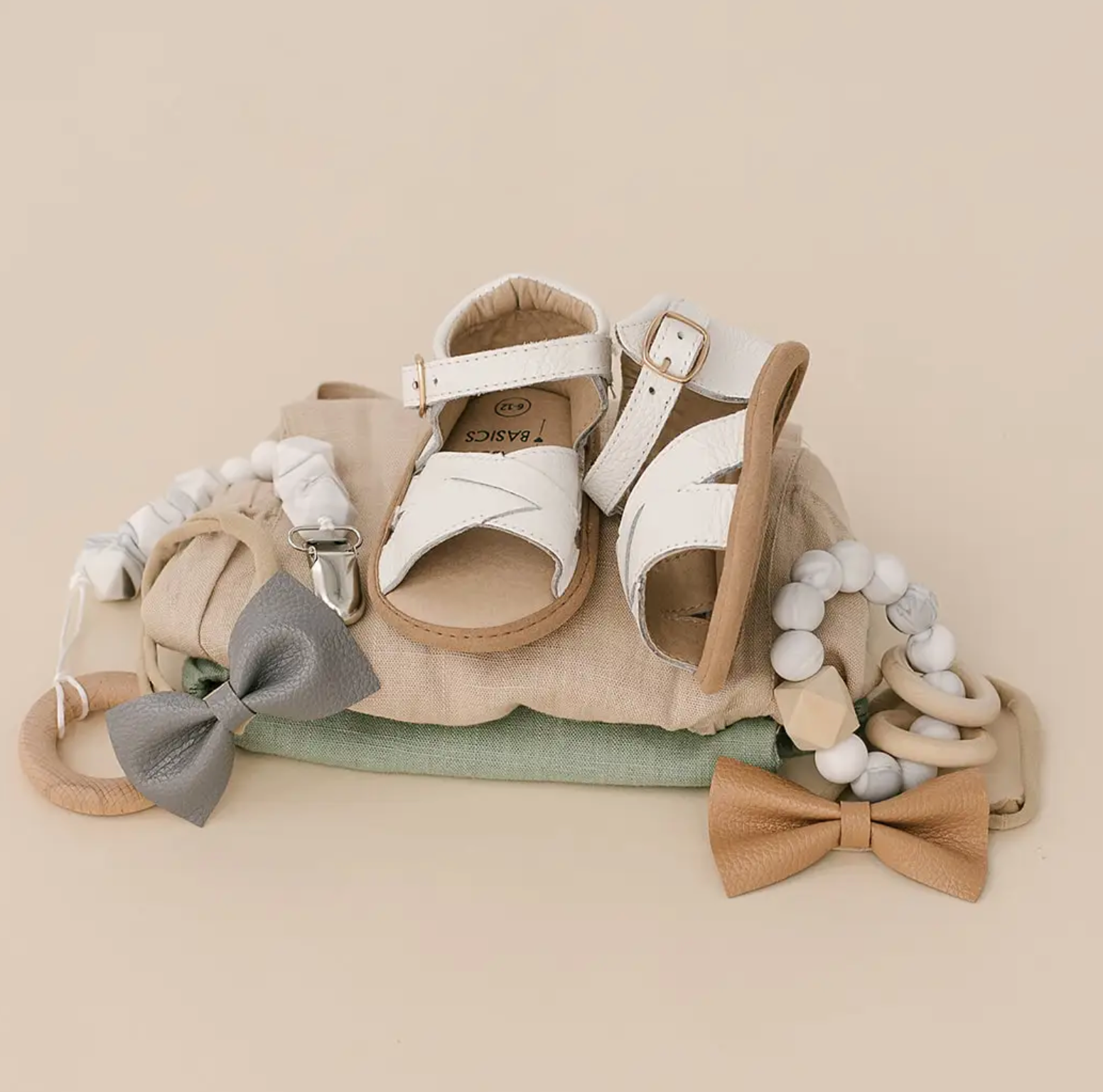 White Leather Baby Sandals - Clothe Boutique