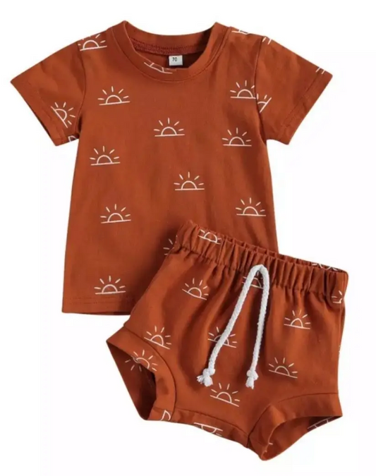 Terracotta Sunrise Shorties 2 Piece Set - Clothe Boutique