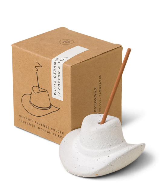 Cowboy Hat Incense Holder White