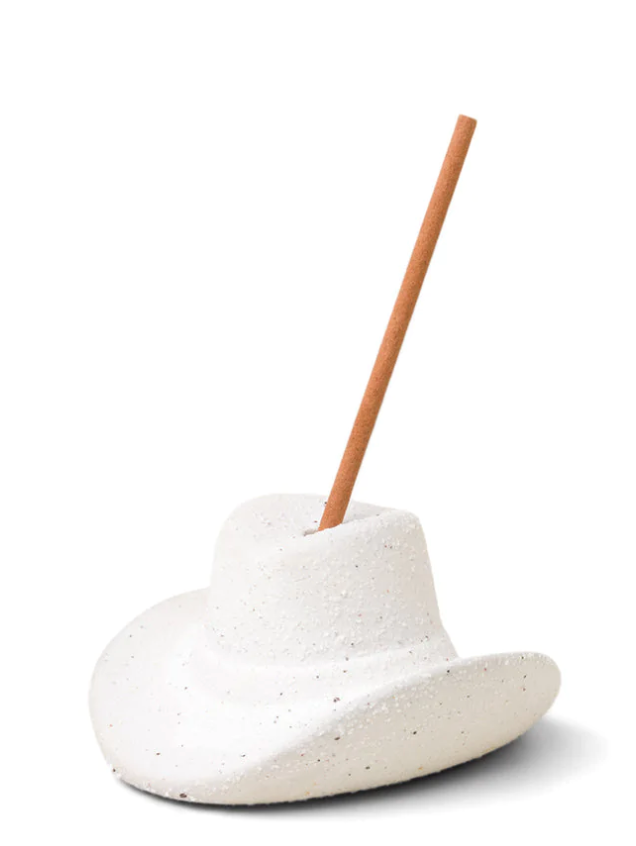 Cowboy Hat Incense Holder White