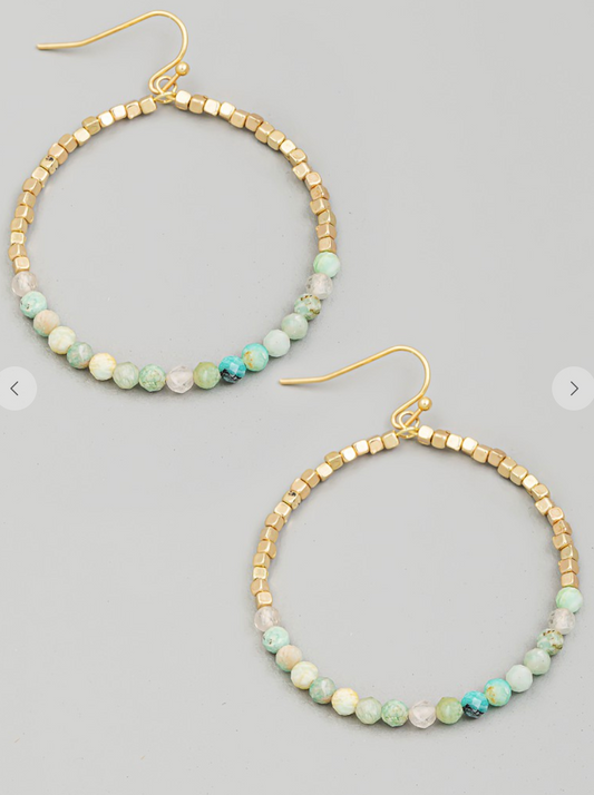 Beaded Loop Earrings Mint