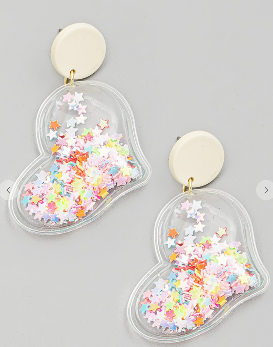 Glitter Heart Earrings Multi