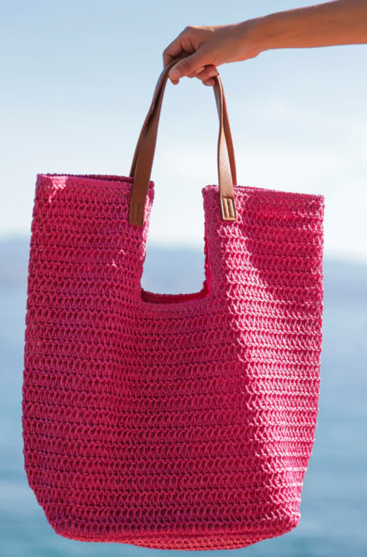 Lido Straw Tote Pink