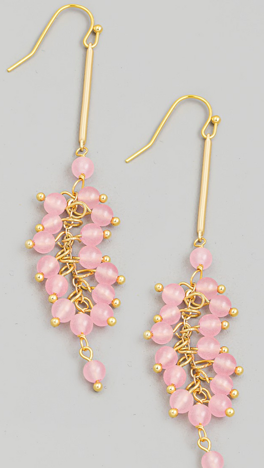 Cluster Bead Earrings Pink