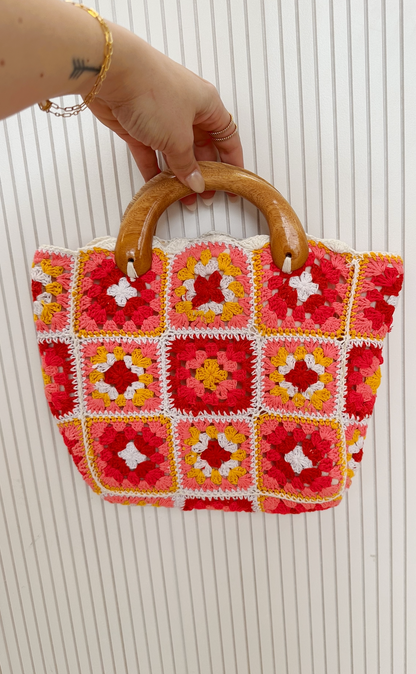 Ivy Wooden Handle Crochet Tote